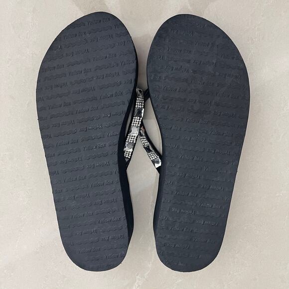 Yellow Box Sabbi Crystal Rhinestone Flip Flops Wedge Sandals Womens 8M - Picture 8 of 12